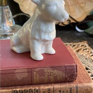 White Ceramic Belleek Dog Figurine
